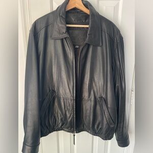Men’s black leather jacket
